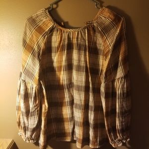 Brown plaid Top